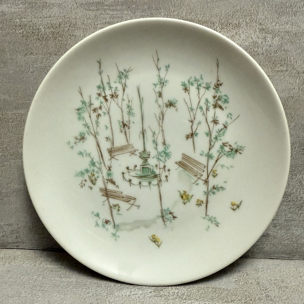 Park Scene Fountain Court ROSENTHAL Continental 6" Plate‎ Art By Raymond Loewry